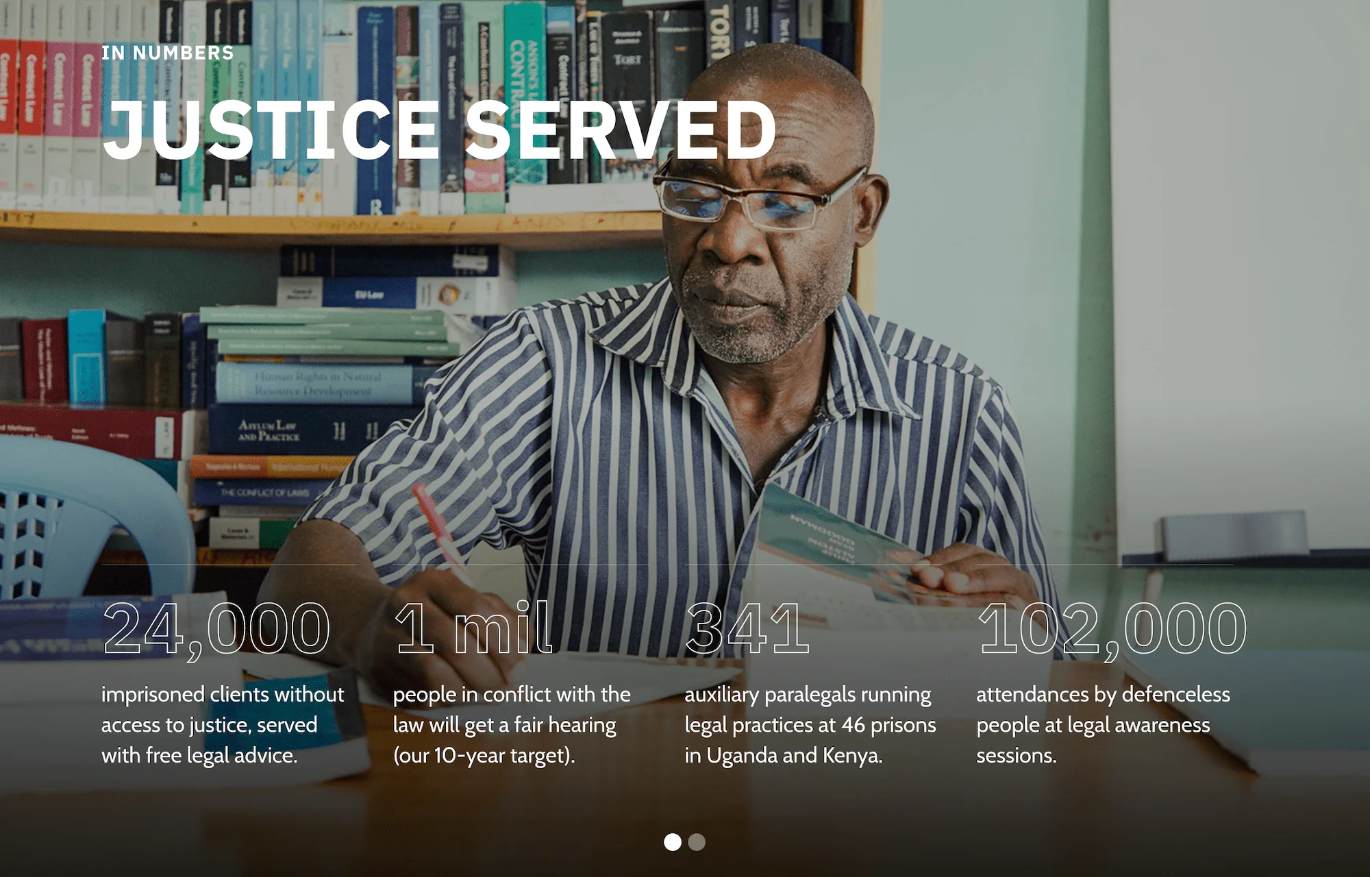 Justice Defenders impact page on website