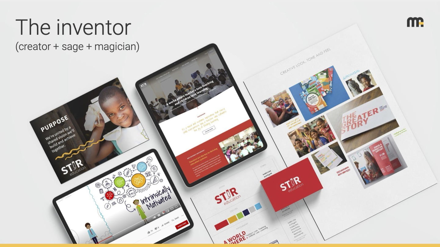 Collage of STiR Education brand materials