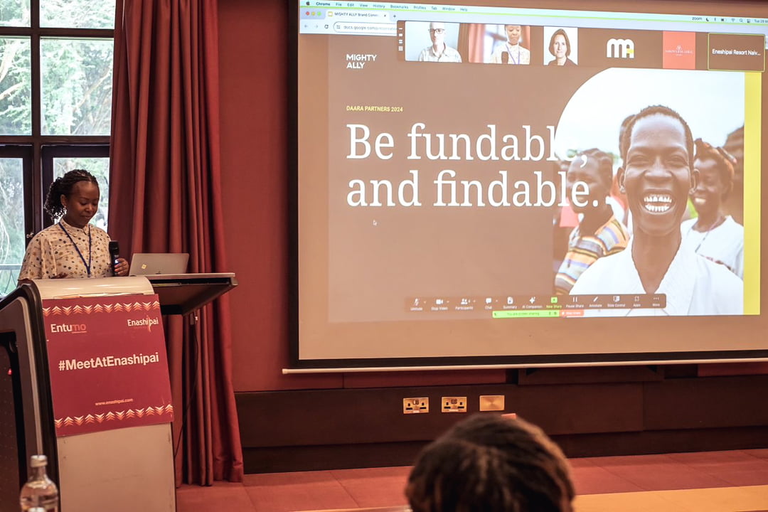 MIGHTY ALLY founding partner Eve Wanjiru leading a live theory of change workshop to a room full of African nonprofit leaders.