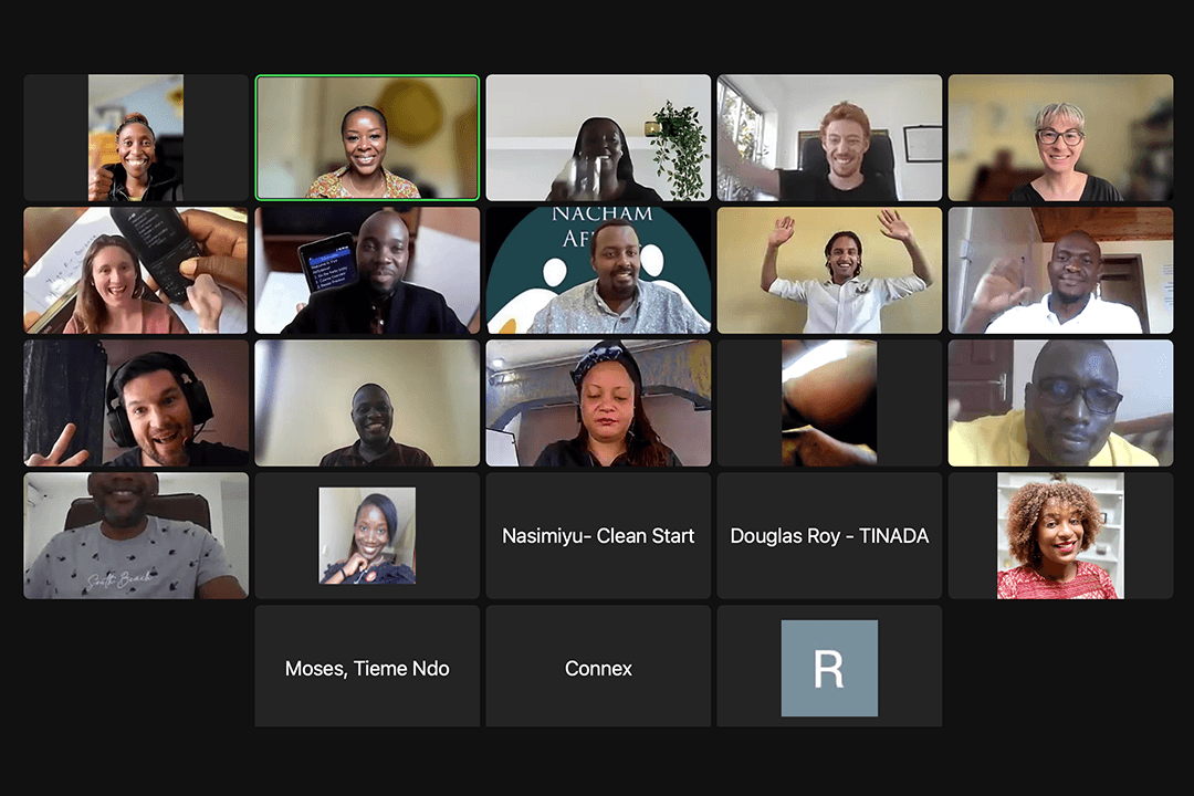 Screen full of remote learners participating in Mighty Ally's live Fundable/Findable training program