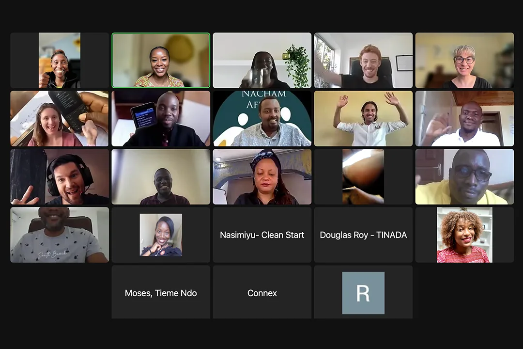 Screen full of remote learners participating in Mighty Ally's live Fundable/Findable training program