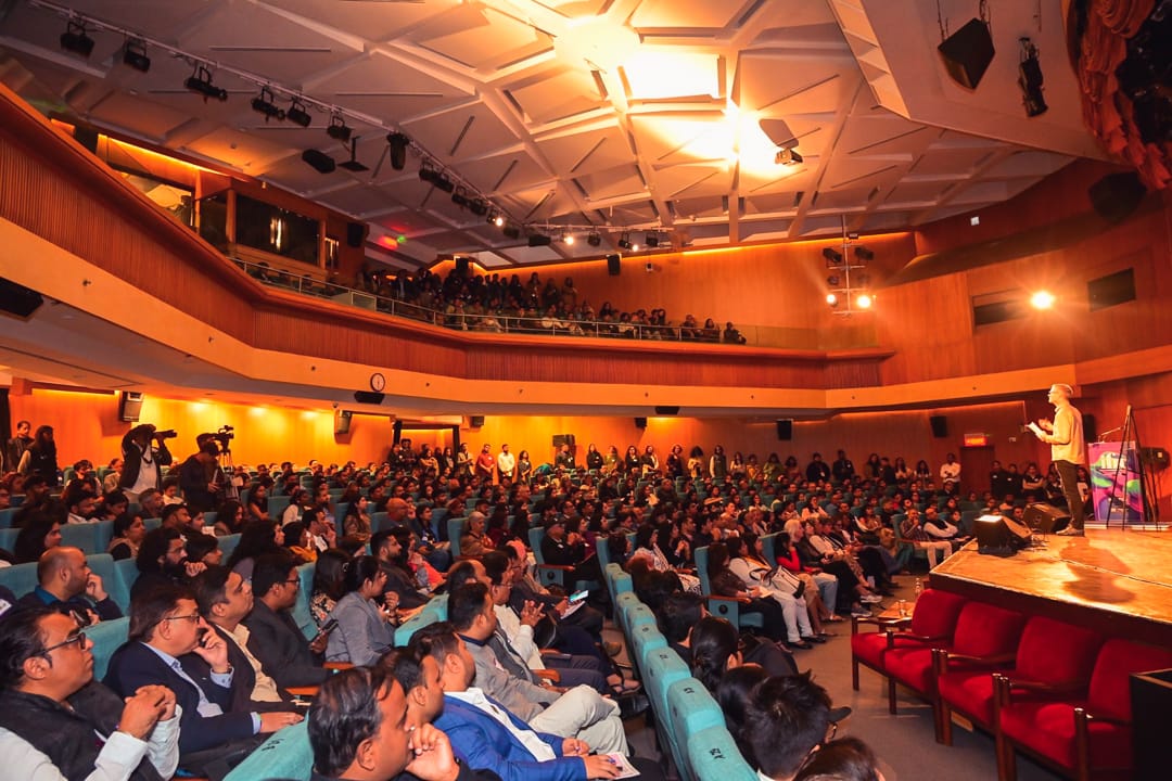 MIGHTY ALLY Founding Partner & CEO Kevin L. Brown on stage delivering a Keynote speech to a room full of nonprofit leaders in India